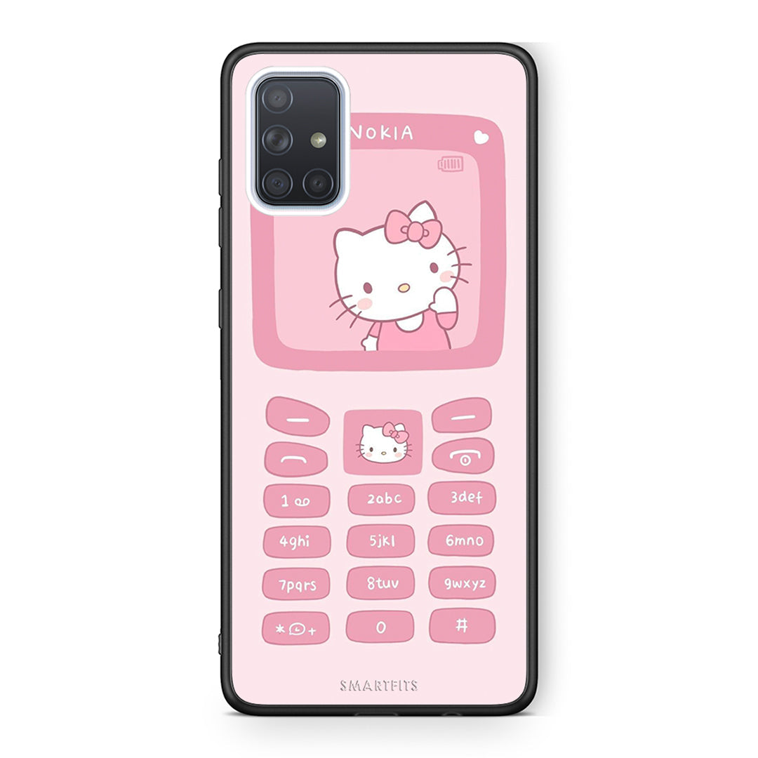 Samsung A71 Hello Kitten Θήκη Αγίου Βαλεντίνου από τη Smartfits με σχέδιο στο πίσω μέρος και μαύρο περίβλημα | Smartphone case with colorful back and black bezels by Smartfits