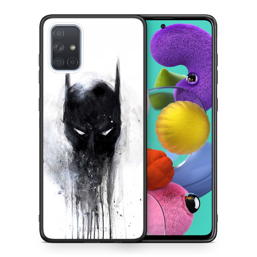 Θήκη Samsung A51 Paint Bat Hero από τη Smartfits με σχέδιο στο πίσω μέρος και μαύρο περίβλημα | Samsung A51 Paint Bat Hero case with colorful back and black bezels