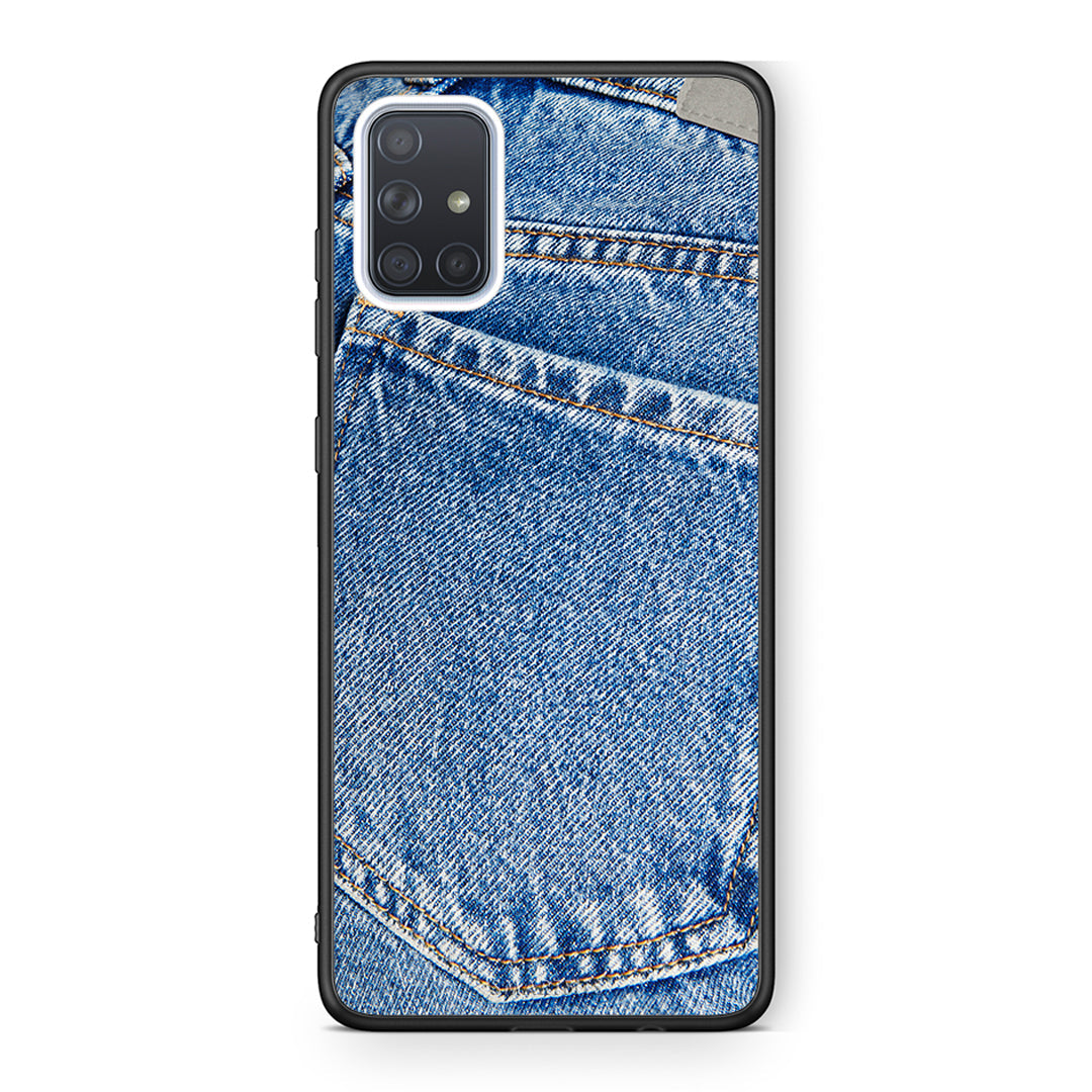 Samsung A51 Jeans Pocket θήκη από τη Smartfits με σχέδιο στο πίσω μέρος και μαύρο περίβλημα | Smartphone case with colorful back and black bezels by Smartfits