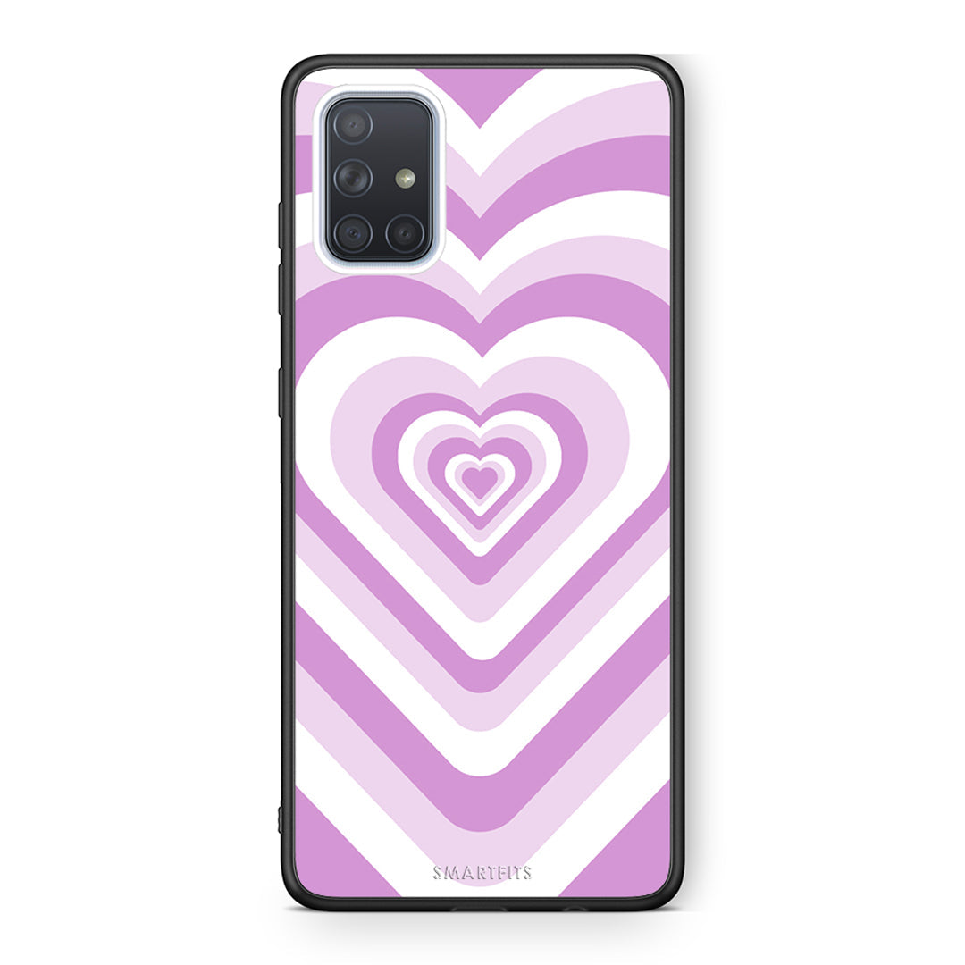 Samsung A71 Lilac Hearts θήκη από τη Smartfits με σχέδιο στο πίσω μέρος και μαύρο περίβλημα | Smartphone case with colorful back and black bezels by Smartfits