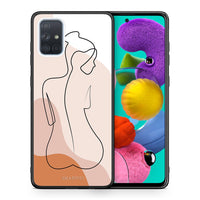 Thumbnail for Θήκη Samsung A51 LineArt Woman από τη Smartfits με σχέδιο στο πίσω μέρος και μαύρο περίβλημα | Samsung A51 LineArt Woman case with colorful back and black bezels
