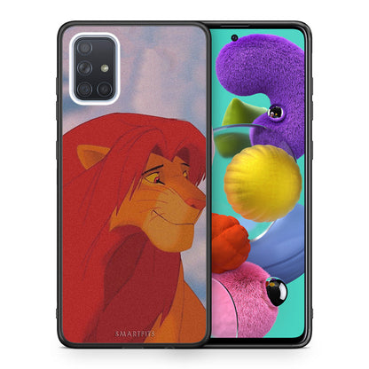 Θήκη Αγίου Βαλεντίνου Samsung A51 Lion Love 1 από τη Smartfits με σχέδιο στο πίσω μέρος και μαύρο περίβλημα | Samsung A51 Lion Love 1 case with colorful back and black bezels