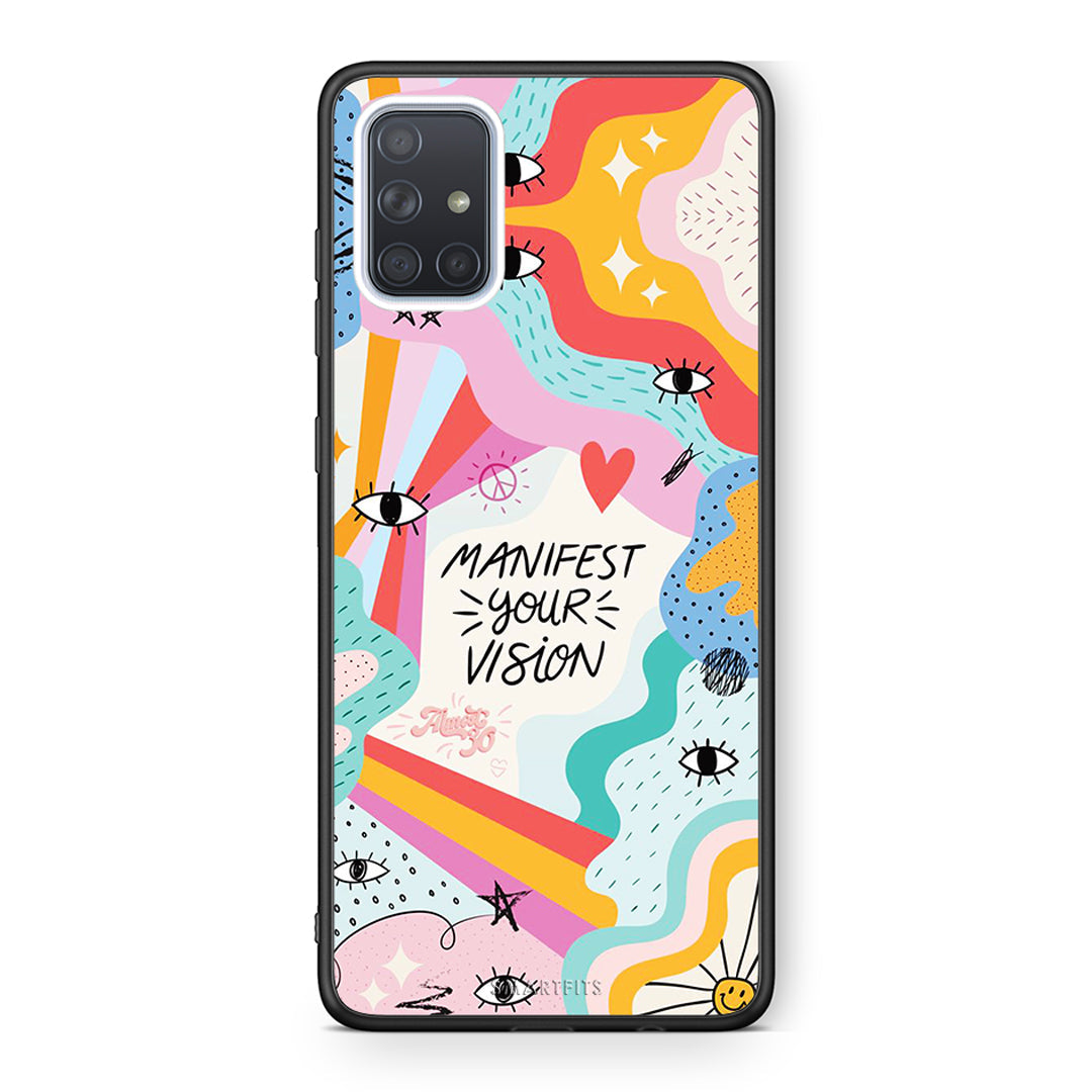 Samsung A71 Manifest Your Vision θήκη από τη Smartfits με σχέδιο στο πίσω μέρος και μαύρο περίβλημα | Smartphone case with colorful back and black bezels by Smartfits