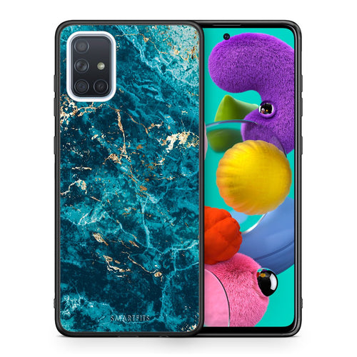 Θήκη Samsung A51 Marble Blue από τη Smartfits με σχέδιο στο πίσω μέρος και μαύρο περίβλημα | Samsung A51 Marble Blue case with colorful back and black bezels