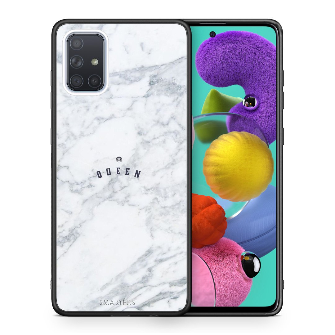 Θήκη Samsung A51 Queen Marble από τη Smartfits με σχέδιο στο πίσω μέρος και μαύρο περίβλημα | Samsung A51 Queen Marble case with colorful back and black bezels