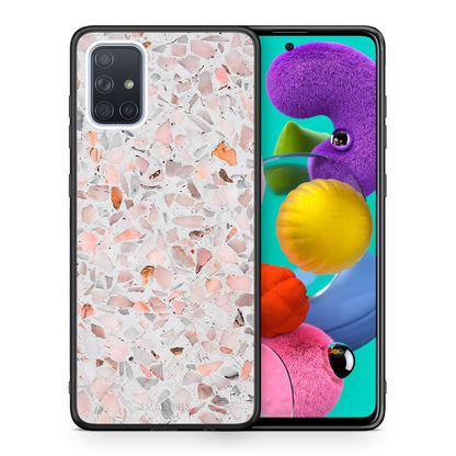 Θήκη Samsung A51 Marble Terrazzo από τη Smartfits με σχέδιο στο πίσω μέρος και μαύρο περίβλημα | Samsung A51 Marble Terrazzo case with colorful back and black bezels