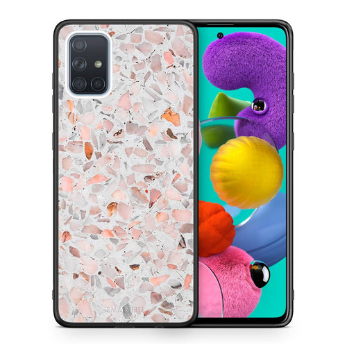 Θήκη Samsung A51 Marble Terrazzo από τη Smartfits με σχέδιο στο πίσω μέρος και μαύρο περίβλημα | Samsung A51 Marble Terrazzo case with colorful back and black bezels