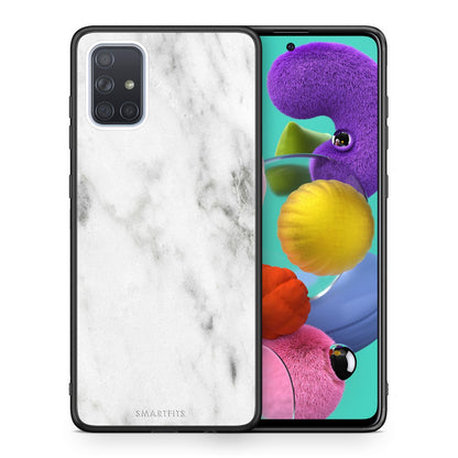 Θήκη Samsung A51 White Marble από τη Smartfits με σχέδιο στο πίσω μέρος και μαύρο περίβλημα | Samsung A51 White Marble case with colorful back and black bezels