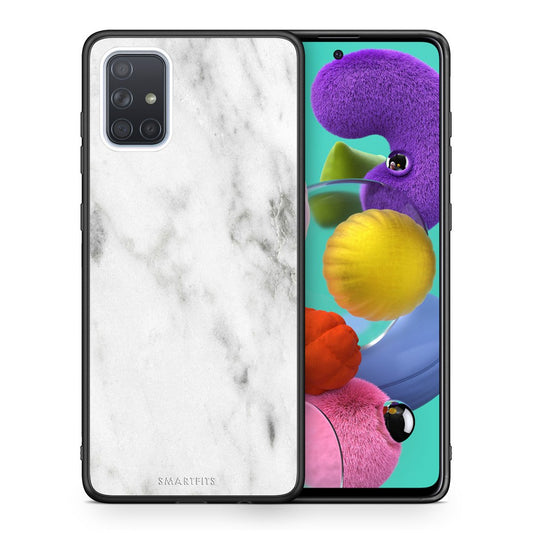 Θήκη Samsung A51 White Marble από τη Smartfits με σχέδιο στο πίσω μέρος και μαύρο περίβλημα | Samsung A51 White Marble case with colorful back and black bezels