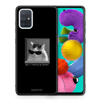 Thumbnail for Θήκη Samsung A51 Meme Cat από τη Smartfits με σχέδιο στο πίσω μέρος και μαύρο περίβλημα | Samsung A51 Meme Cat case with colorful back and black bezels