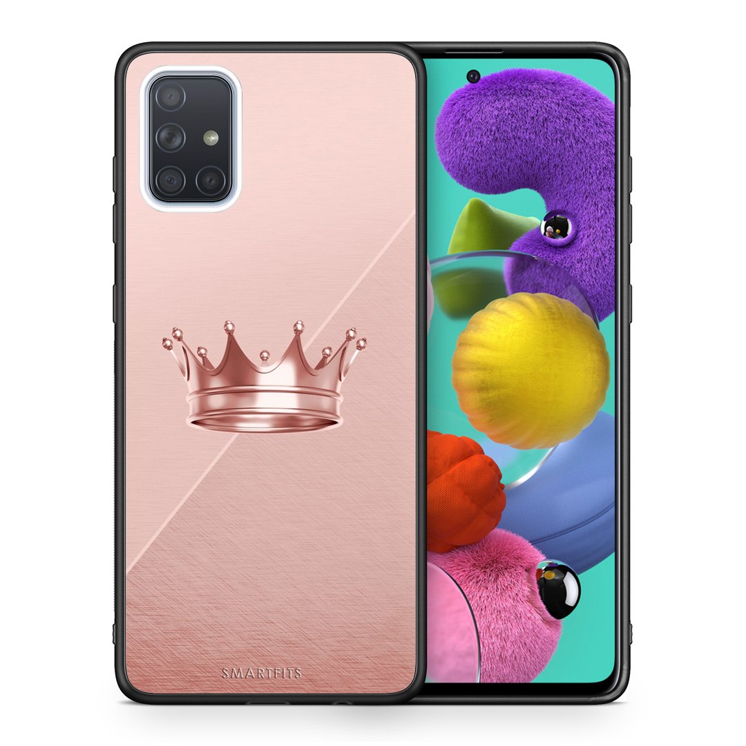 Θήκη Samsung A51 Crown Minimal από τη Smartfits με σχέδιο στο πίσω μέρος και μαύρο περίβλημα | Samsung A51 Crown Minimal case with colorful back and black bezels