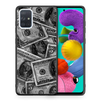 Thumbnail for Θήκη Samsung A51 Money Dollars από τη Smartfits με σχέδιο στο πίσω μέρος και μαύρο περίβλημα | Samsung A51 Money Dollars case with colorful back and black bezels