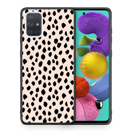 Θήκη Samsung A51 New Polka Dots από τη Smartfits με σχέδιο στο πίσω μέρος και μαύρο περίβλημα | Samsung A51 New Polka Dots case with colorful back and black bezels