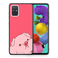 Thumbnail for Θήκη Αγίου Βαλεντίνου Samsung A51 Pig Love 1 από τη Smartfits με σχέδιο στο πίσω μέρος και μαύρο περίβλημα | Samsung A51 Pig Love 1 case with colorful back and black bezels