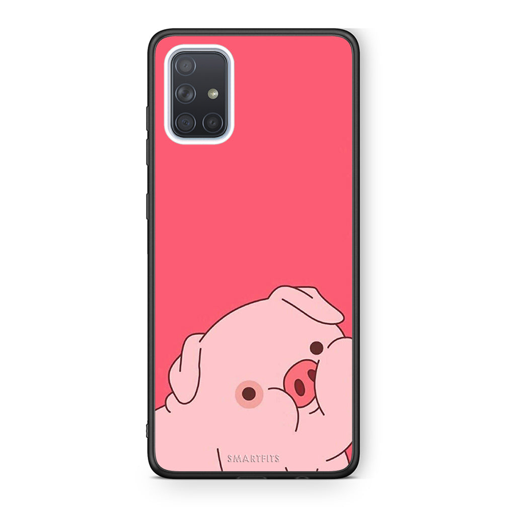 Samsung A51 Pig Love 1 Θήκη Αγίου Βαλεντίνου από τη Smartfits με σχέδιο στο πίσω μέρος και μαύρο περίβλημα | Smartphone case with colorful back and black bezels by Smartfits