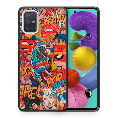Θήκη Samsung A51 PopArt OMG από τη Smartfits με σχέδιο στο πίσω μέρος και μαύρο περίβλημα | Samsung A51 PopArt OMG case with colorful back and black bezels
