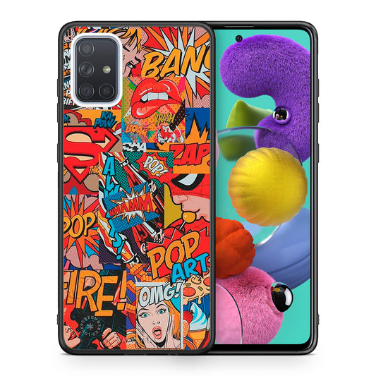 Θήκη Samsung A51 PopArt OMG από τη Smartfits με σχέδιο στο πίσω μέρος και μαύρο περίβλημα | Samsung A51 PopArt OMG case with colorful back and black bezels
