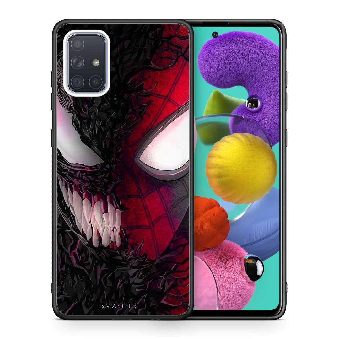 Θήκη Samsung A51 SpiderVenom PopArt από τη Smartfits με σχέδιο στο πίσω μέρος και μαύρο περίβλημα | Samsung A51 SpiderVenom PopArt case with colorful back and black bezels