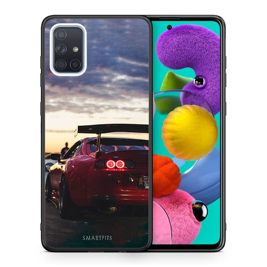Θήκη Samsung A51 Racing Supra από τη Smartfits με σχέδιο στο πίσω μέρος και μαύρο περίβλημα | Samsung A51 Racing Supra case with colorful back and black bezels