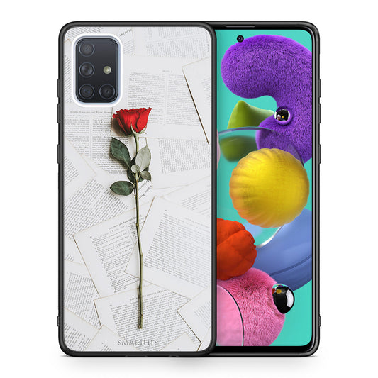 Θήκη Samsung A51 Red Rose από τη Smartfits με σχέδιο στο πίσω μέρος και μαύρο περίβλημα | Samsung A51 Red Rose case with colorful back and black bezels