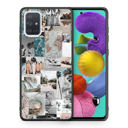 Θήκη Samsung A51 Retro Beach Life από τη Smartfits με σχέδιο στο πίσω μέρος και μαύρο περίβλημα | Samsung A51 Retro Beach Life case with colorful back and black bezels