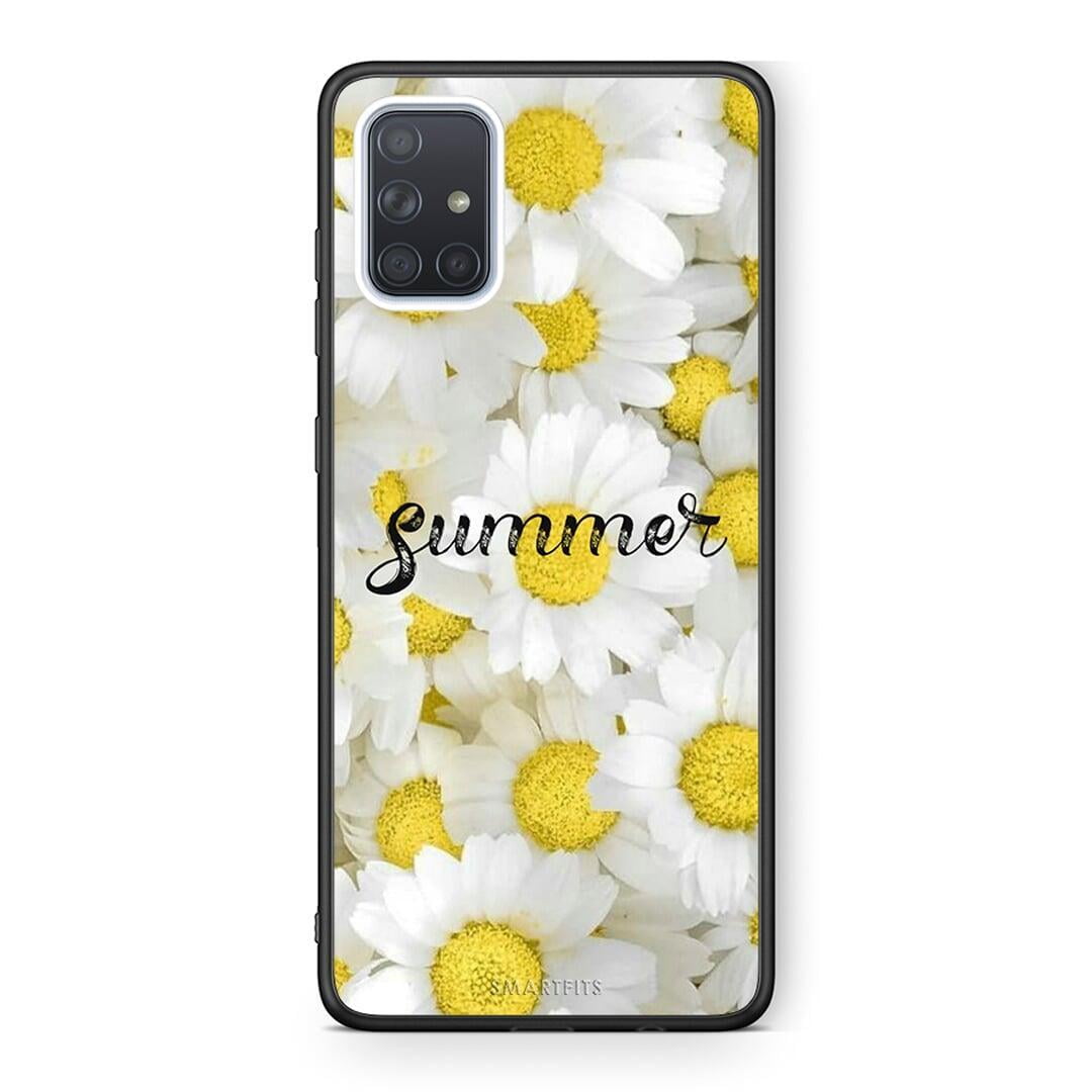 Samsung A51 Summer Daisies Θήκη από τη Smartfits με σχέδιο στο πίσω μέρος και μαύρο περίβλημα | Smartphone case with colorful back and black bezels by Smartfits