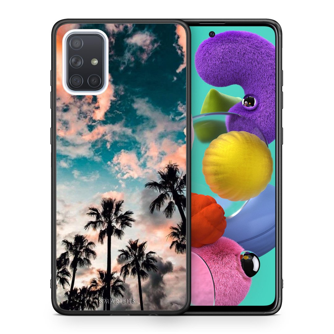 Θήκη Samsung A51 Sky Summer από τη Smartfits με σχέδιο στο πίσω μέρος και μαύρο περίβλημα | Samsung A51 Sky Summer case with colorful back and black bezels