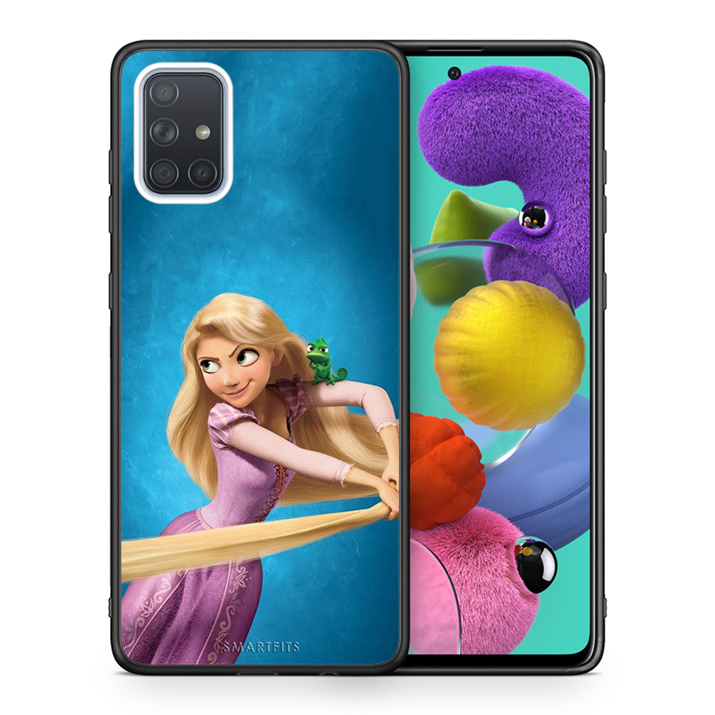 Θήκη Αγίου Βαλεντίνου Samsung A51 Tangled 2 από τη Smartfits με σχέδιο στο πίσω μέρος και μαύρο περίβλημα | Samsung A51 Tangled 2 case with colorful back and black bezels