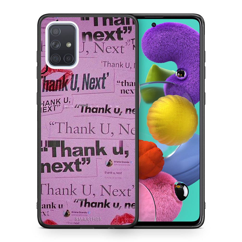 Θήκη Αγίου Βαλεντίνου Samsung A51 Thank You Next από τη Smartfits με σχέδιο στο πίσω μέρος και μαύρο περίβλημα | Samsung A51 Thank You Next case with colorful back and black bezels