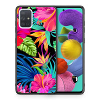 Thumbnail for Θήκη Samsung A51 Tropical Flowers από τη Smartfits με σχέδιο στο πίσω μέρος και μαύρο περίβλημα | Samsung A51 Tropical Flowers case with colorful back and black bezels