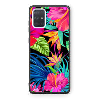 Thumbnail for Samsung A51 Tropical Flowers θήκη από τη Smartfits με σχέδιο στο πίσω μέρος και μαύρο περίβλημα | Smartphone case with colorful back and black bezels by Smartfits