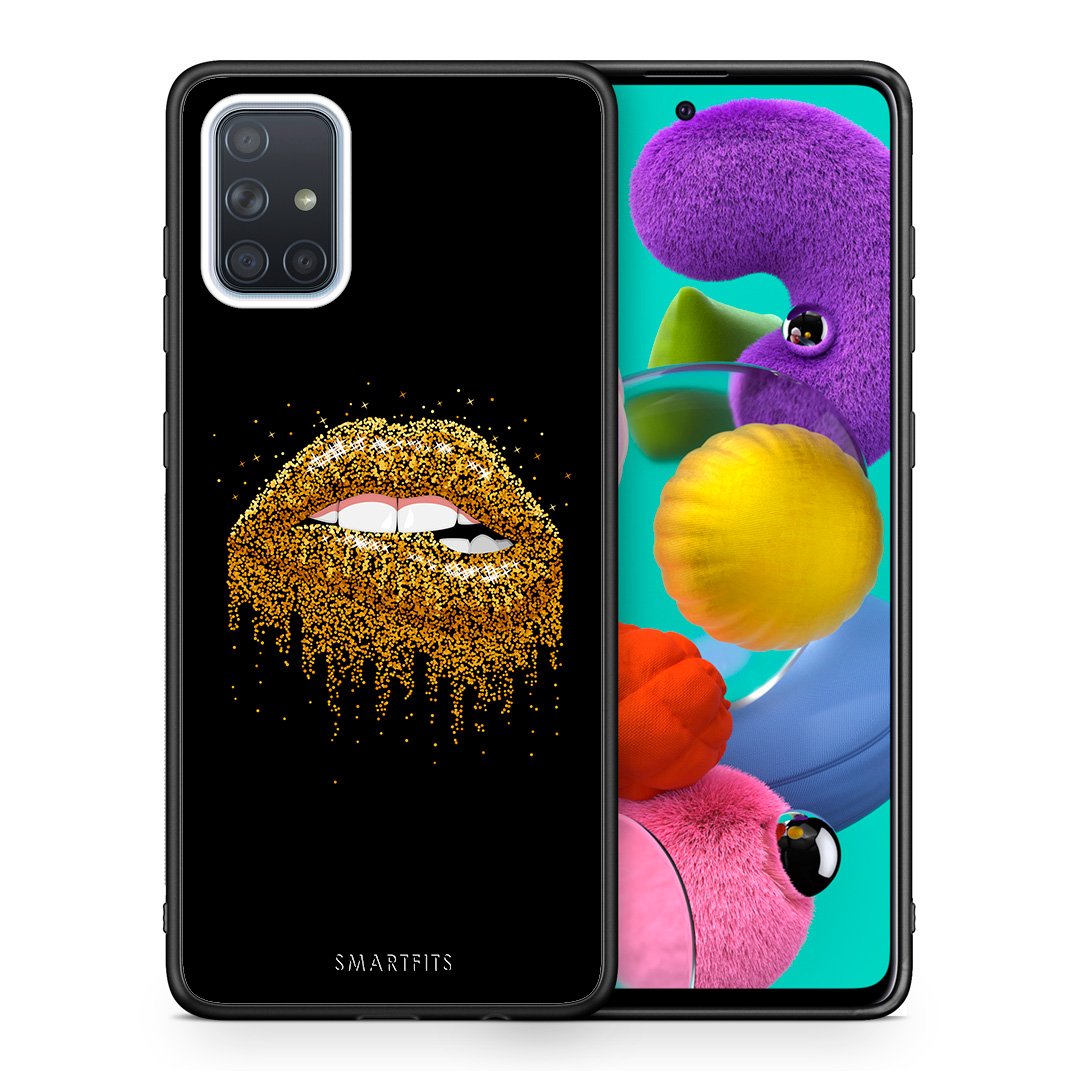 Θήκη Samsung A51 Golden Valentine από τη Smartfits με σχέδιο στο πίσω μέρος και μαύρο περίβλημα | Samsung A51 Golden Valentine case with colorful back and black bezels