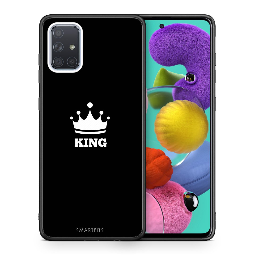 Θήκη Samsung A51 King Valentine από τη Smartfits με σχέδιο στο πίσω μέρος και μαύρο περίβλημα | Samsung A51 King Valentine case with colorful back and black bezels