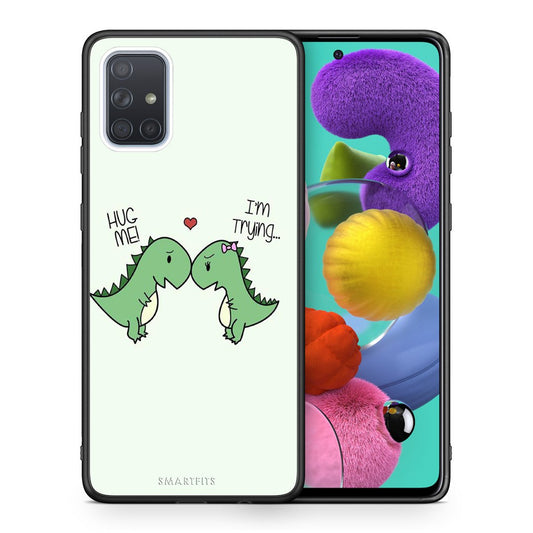 Θήκη Samsung A51 Rex Valentine από τη Smartfits με σχέδιο στο πίσω μέρος και μαύρο περίβλημα | Samsung A51 Rex Valentine case with colorful back and black bezels