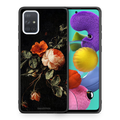Θήκη Samsung A51 Vintage Roses από τη Smartfits με σχέδιο στο πίσω μέρος και μαύρο περίβλημα | Samsung A51 Vintage Roses case with colorful back and black bezels