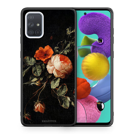 Θήκη Samsung A51 Vintage Roses από τη Smartfits με σχέδιο στο πίσω μέρος και μαύρο περίβλημα | Samsung A51 Vintage Roses case with colorful back and black bezels