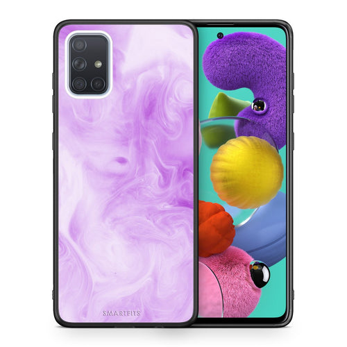 Θήκη Samsung A51 Lavender Watercolor από τη Smartfits με σχέδιο στο πίσω μέρος και μαύρο περίβλημα | Samsung A51 Lavender Watercolor case with colorful back and black bezels