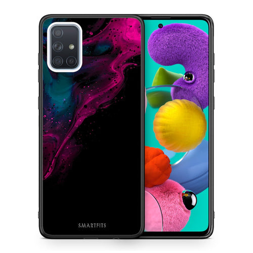 Θήκη Samsung A51 Pink Black Watercolor από τη Smartfits με σχέδιο στο πίσω μέρος και μαύρο περίβλημα | Samsung A51 Pink Black Watercolor case with colorful back and black bezels