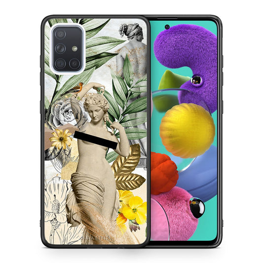 Θήκη Samsung A51 Woman Statue από τη Smartfits με σχέδιο στο πίσω μέρος και μαύρο περίβλημα | Samsung A51 Woman Statue case with colorful back and black bezels