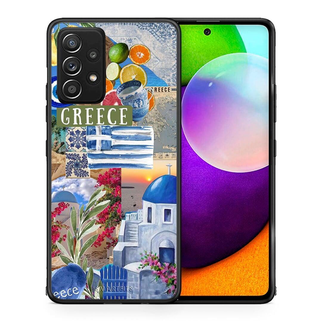 Θήκη Samsung Galaxy A52 All Greek από τη Smartfits με σχέδιο στο πίσω μέρος και μαύρο περίβλημα | Samsung Galaxy A52 All Greek case with colorful back and black bezels