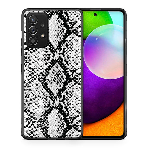 Θήκη Samsung Galaxy A52 White Snake Animal από τη Smartfits με σχέδιο στο πίσω μέρος και μαύρο περίβλημα | Samsung Galaxy A52 White Snake Animal case with colorful back and black bezels