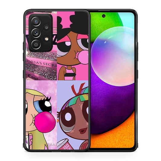 Θήκη Αγίου Βαλεντίνου Samsung Galaxy A52 Bubble Girls από τη Smartfits με σχέδιο στο πίσω μέρος και μαύρο περίβλημα | Samsung Galaxy A52 Bubble Girls case with colorful back and black bezels