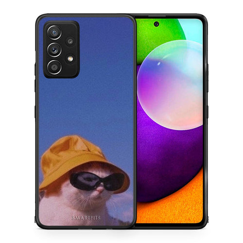 Θήκη Samsung Galaxy A52 Cat Diva από τη Smartfits με σχέδιο στο πίσω μέρος και μαύρο περίβλημα | Samsung Galaxy A52 Cat Diva case with colorful back and black bezels