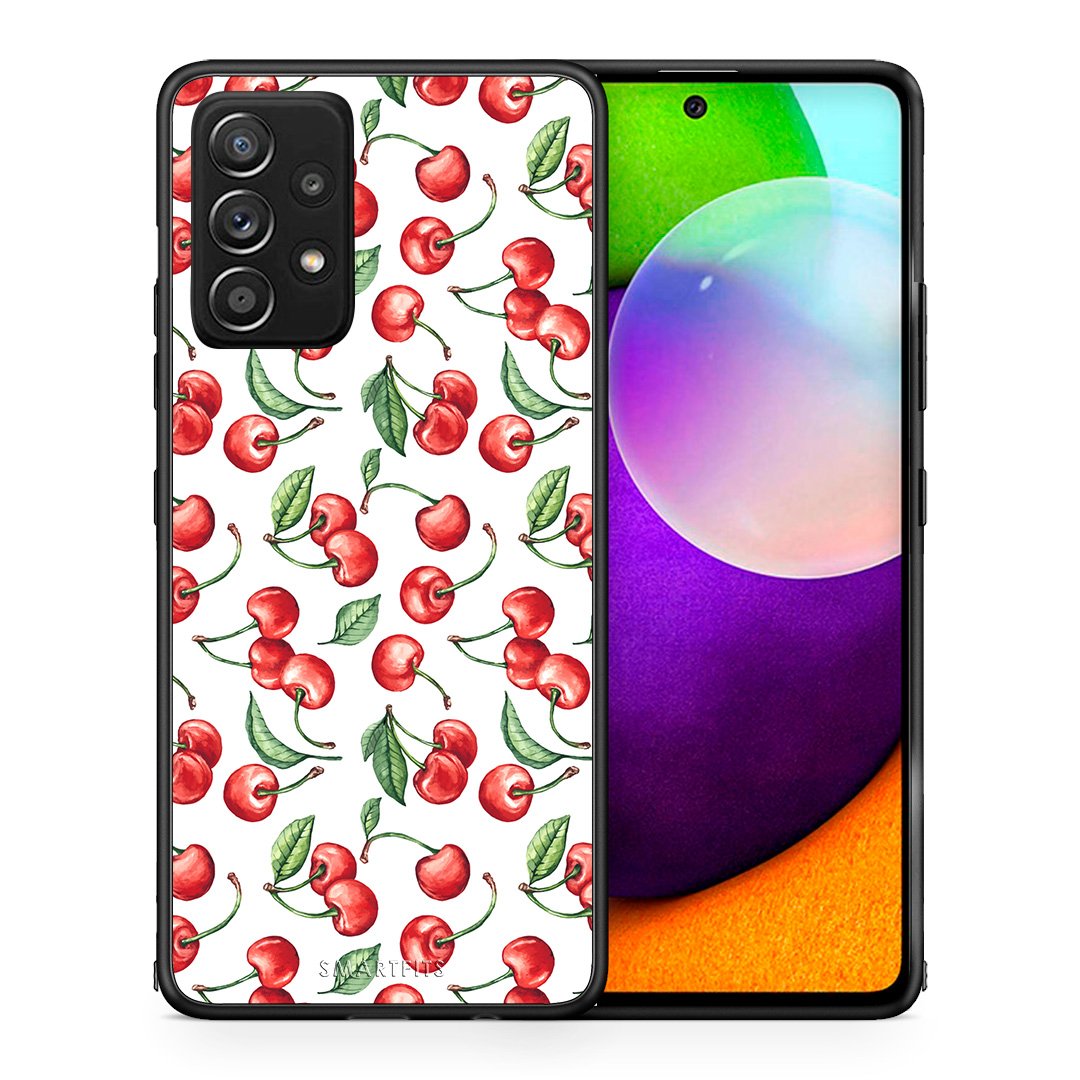 Θήκη Samsung Galaxy A52 Cherry Summer από τη Smartfits με σχέδιο στο πίσω μέρος και μαύρο περίβλημα | Samsung Galaxy A52 Cherry Summer case with colorful back and black bezels