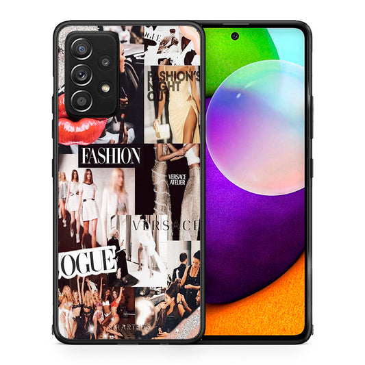 Θήκη Αγίου Βαλεντίνου Samsung Galaxy A52 Collage Fashion από τη Smartfits με σχέδιο στο πίσω μέρος και μαύρο περίβλημα | Samsung Galaxy A52 Collage Fashion case with colorful back and black bezels