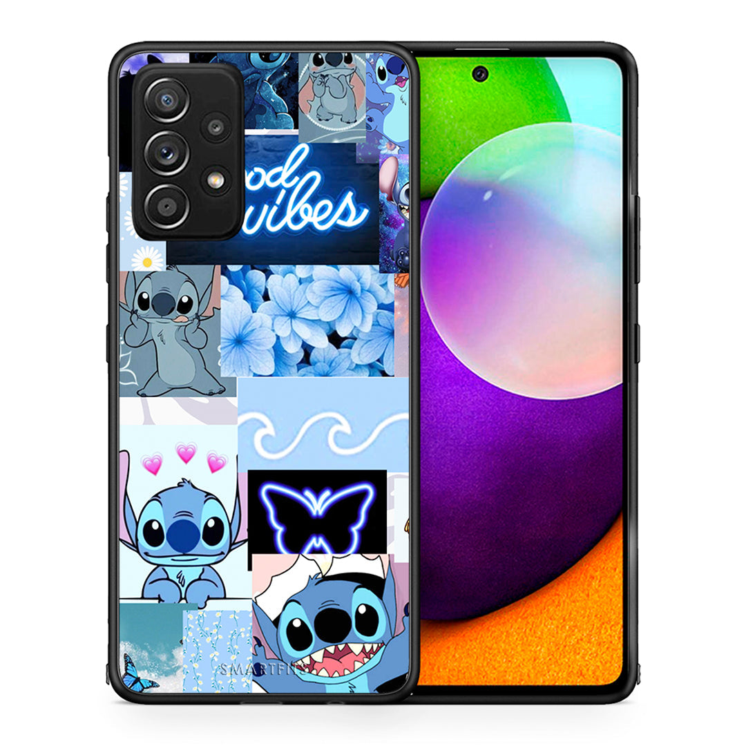 Θήκη Αγίου Βαλεντίνου Samsung Galaxy A52 Collage Good Vibes από τη Smartfits με σχέδιο στο πίσω μέρος και μαύρο περίβλημα | Samsung Galaxy A52 Collage Good Vibes case with colorful back and black bezels