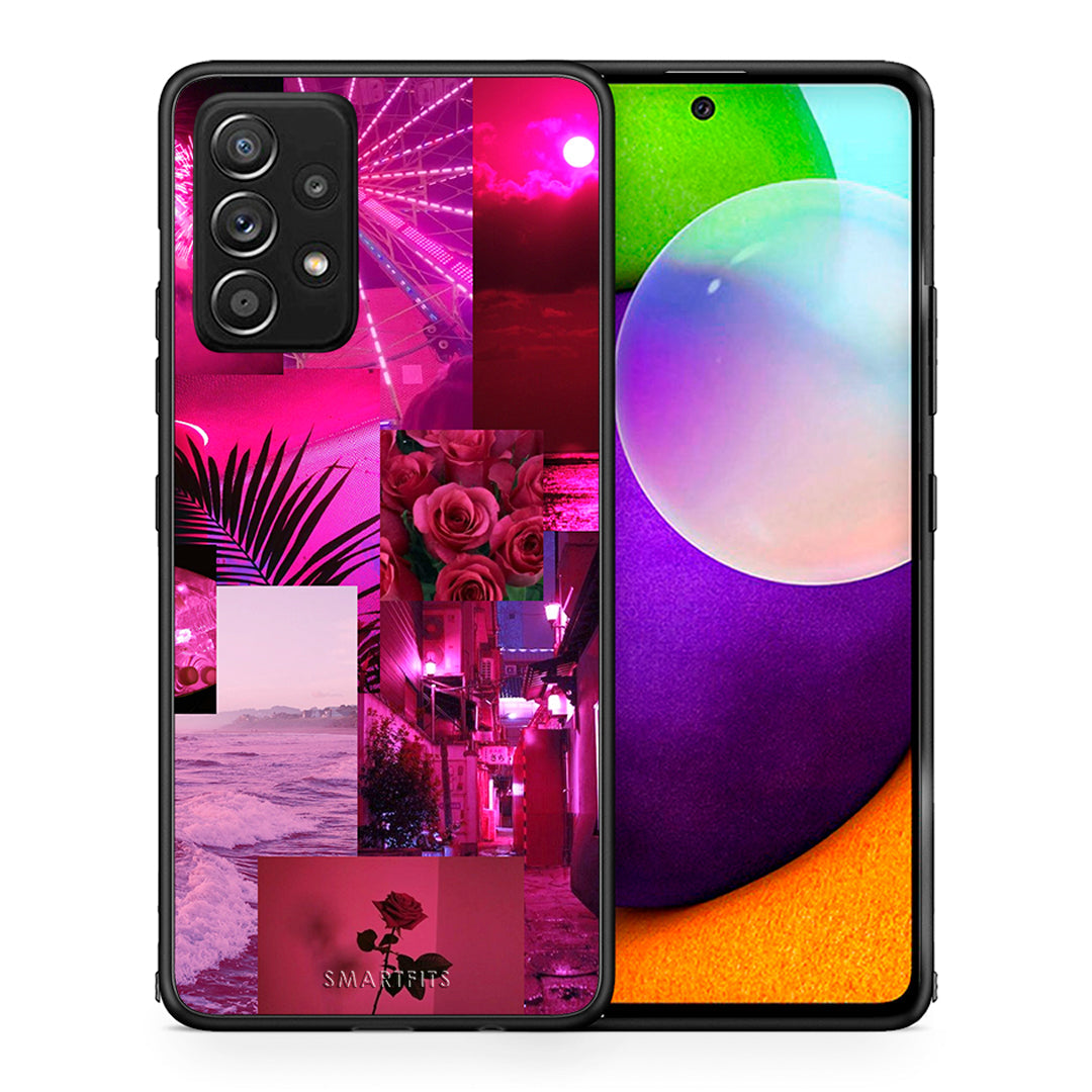 Θήκη Αγίου Βαλεντίνου Samsung Galaxy A52 Collage Red Roses από τη Smartfits με σχέδιο στο πίσω μέρος και μαύρο περίβλημα | Samsung Galaxy A52 Collage Red Roses case with colorful back and black bezels