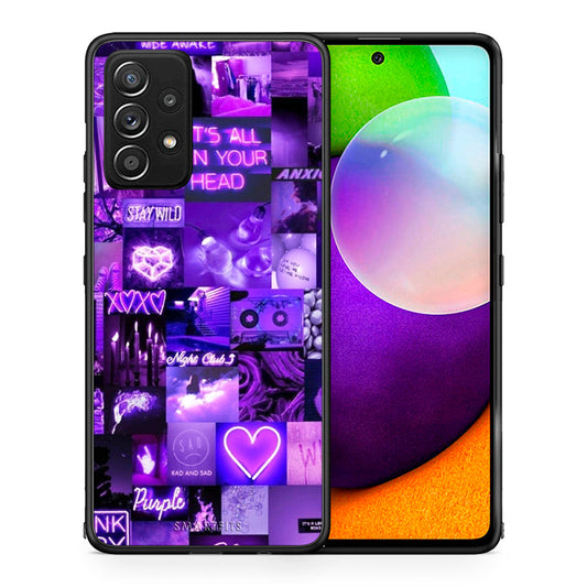 Θήκη Αγίου Βαλεντίνου Samsung Galaxy A52 Collage Stay Wild από τη Smartfits με σχέδιο στο πίσω μέρος και μαύρο περίβλημα | Samsung Galaxy A52 Collage Stay Wild case with colorful back and black bezels