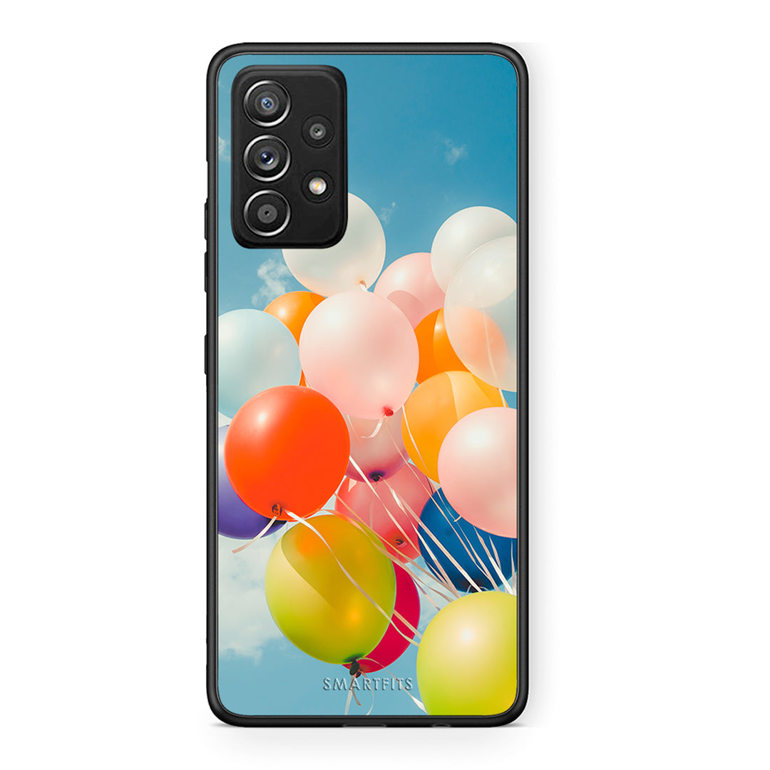 Samsung Galaxy A52 Colorful Balloons θήκη από τη Smartfits με σχέδιο στο πίσω μέρος και μαύρο περίβλημα | Smartphone case with colorful back and black bezels by Smartfits