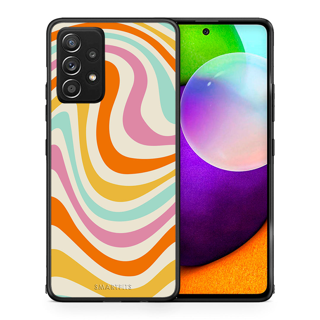 Θήκη Samsung Galaxy A52 Colourful Waves από τη Smartfits με σχέδιο στο πίσω μέρος και μαύρο περίβλημα | Samsung Galaxy A52 Colourful Waves case with colorful back and black bezels